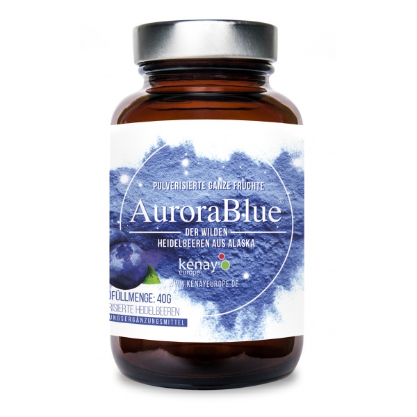 AuroraBlue® pulverisierte ganze Früchte der wilden Heidelbeeren aus Alaska (Pulver 40 g) - Nahrungsergänzungsmittel 
